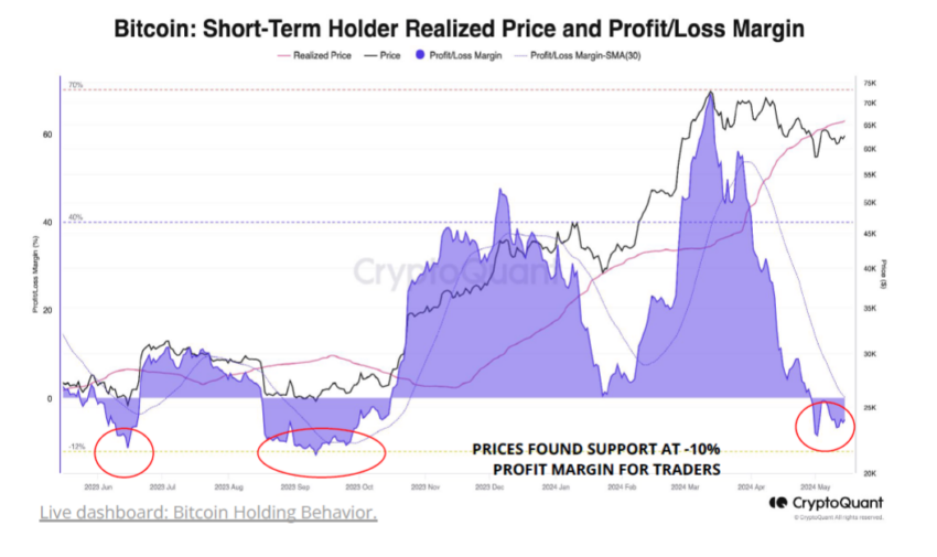 The short-term Bitcoin holder realized the price and profit/loss margin.