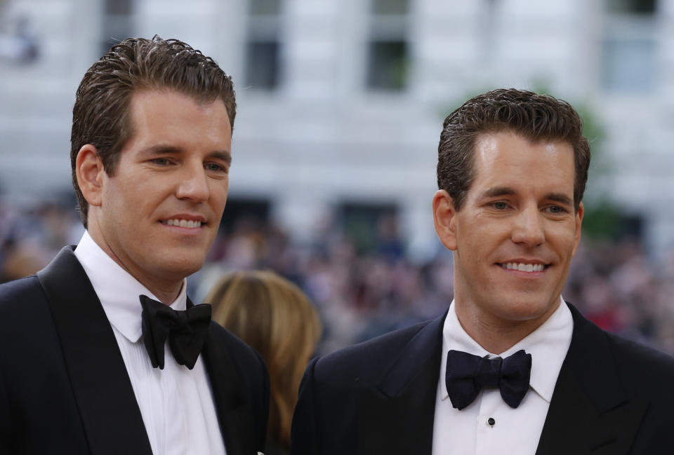 Entrepreneurs Tyler and Cameron Winklevoss arrive at the Metropolitan Museum of Art Costume Institute Gala (Met Gala) to celebrate the opening of 