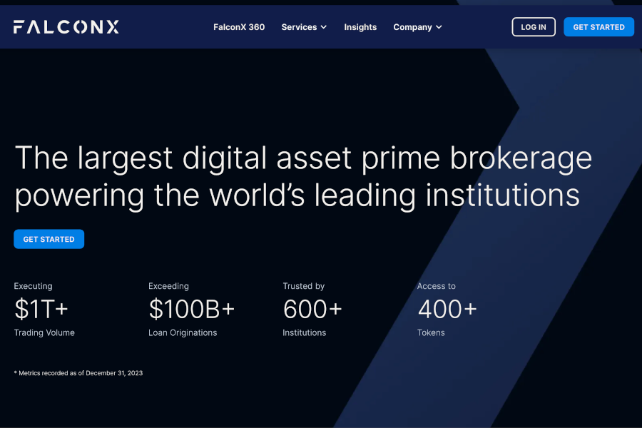 FalconX homepage - best crypto market makers.