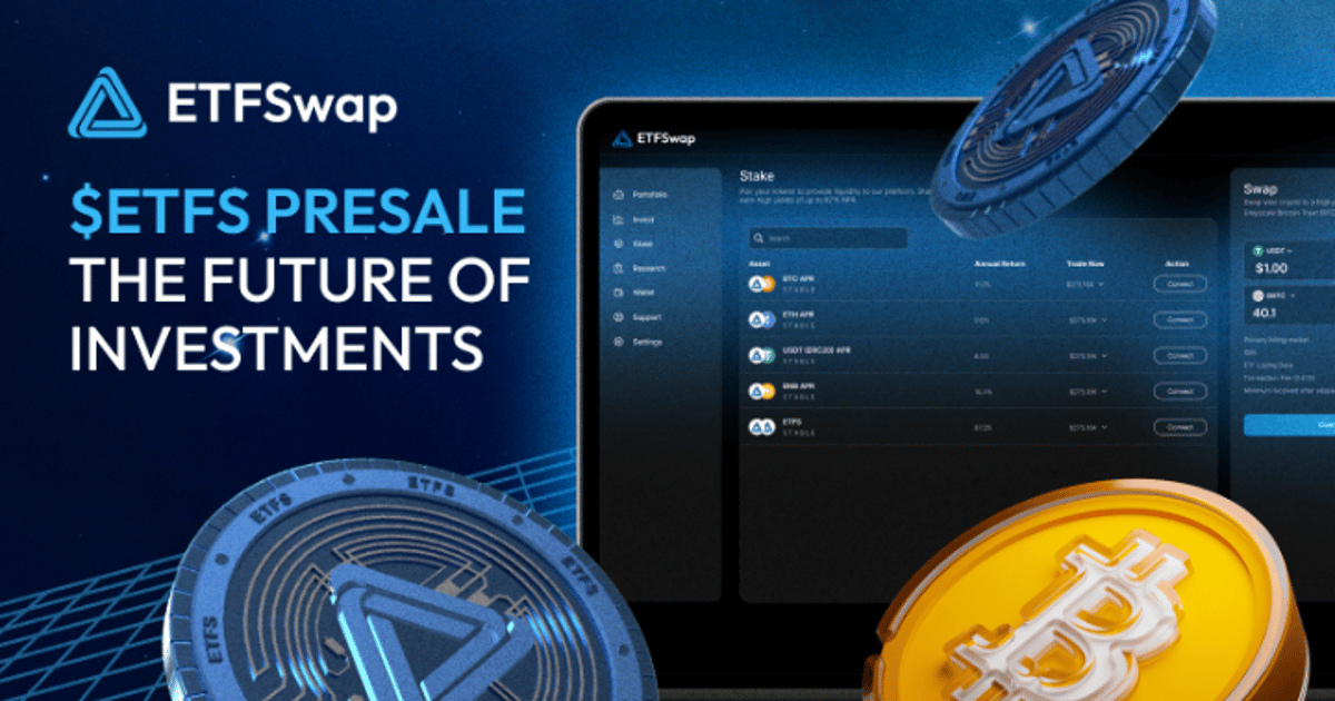 Best crypto pre-sale ETFSwap (ETFS) attracts investors from Retik Finance and Rollblock with a massive 18% discount