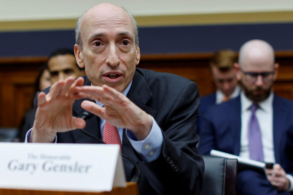 Gary Gensler, Chairman of the U.S. Securities and Exchange Commission (SEC), testifies before an oversight hearing of the House Financial Services Committee on Capitol Hill in Washington, U.S., September 27, 2023 . REUTERS/Jonathan Ernst