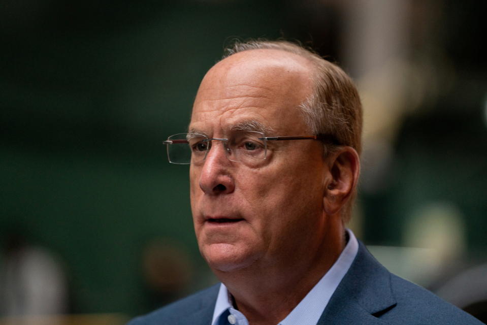 Larry Fink, Chairman and CEO of BlackRock, arrives at the DealBook Summit in New York, U.S., November 30, 2022. REUTERS/David 'Dee' Delgado