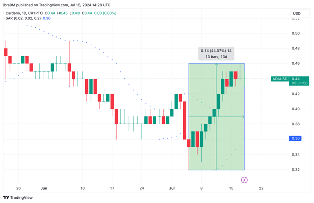 Cardano Action Price ADA USD 18 7 24